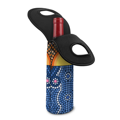 Aboriginal Indigenous Sunset Art Print Single Neoprene Wine Tote