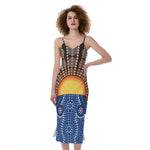 Aboriginal Indigenous Sunset Art Print Slim Fit Midi Cami Dress