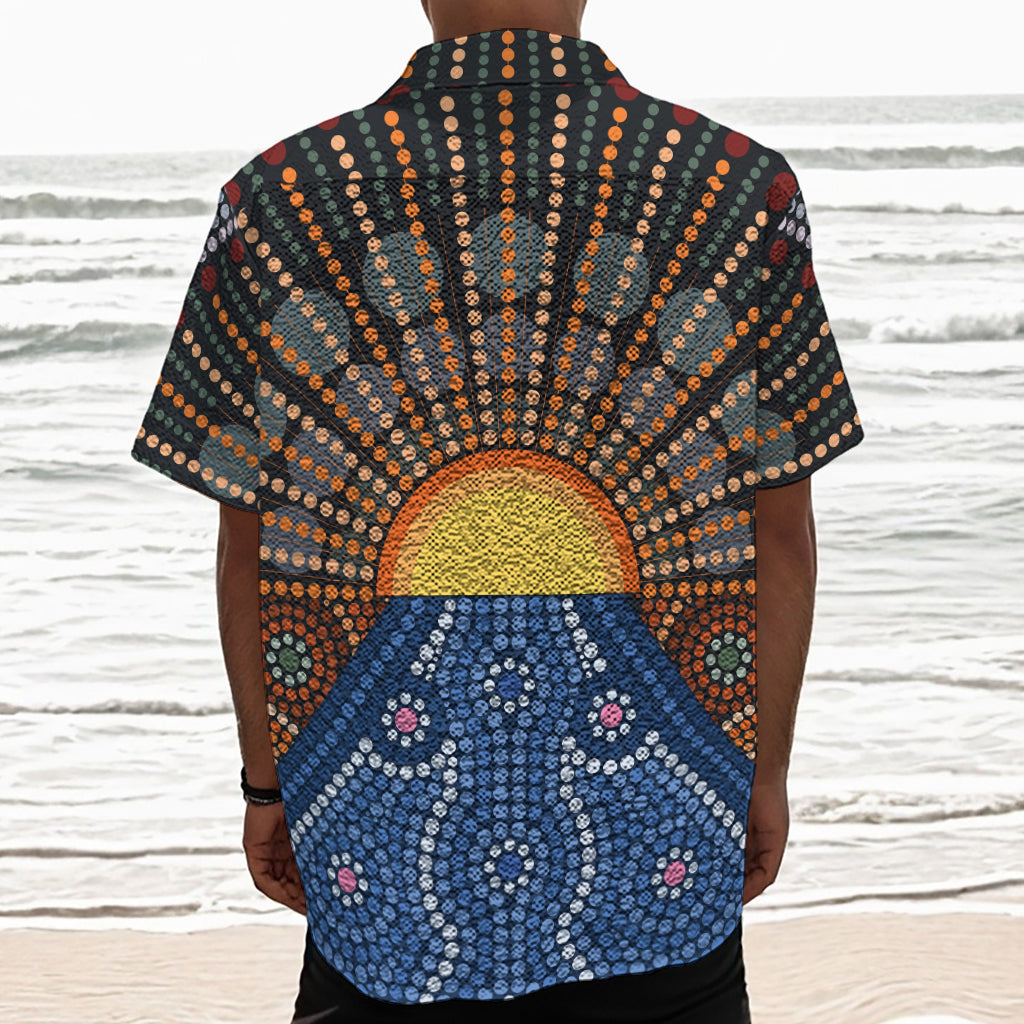Aboriginal Indigenous Sunset Art Print Textured Short Sleeve Shirt