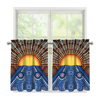 Aboriginal Indigenous Sunset Art Print Tier Curtains