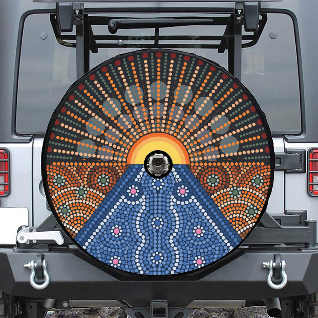 Aboriginal Indigenous Sunset Art Print Tire Cover With Camera Hole