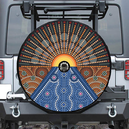 Aboriginal Indigenous Sunset Art Print Tire Cover With Camera Hole