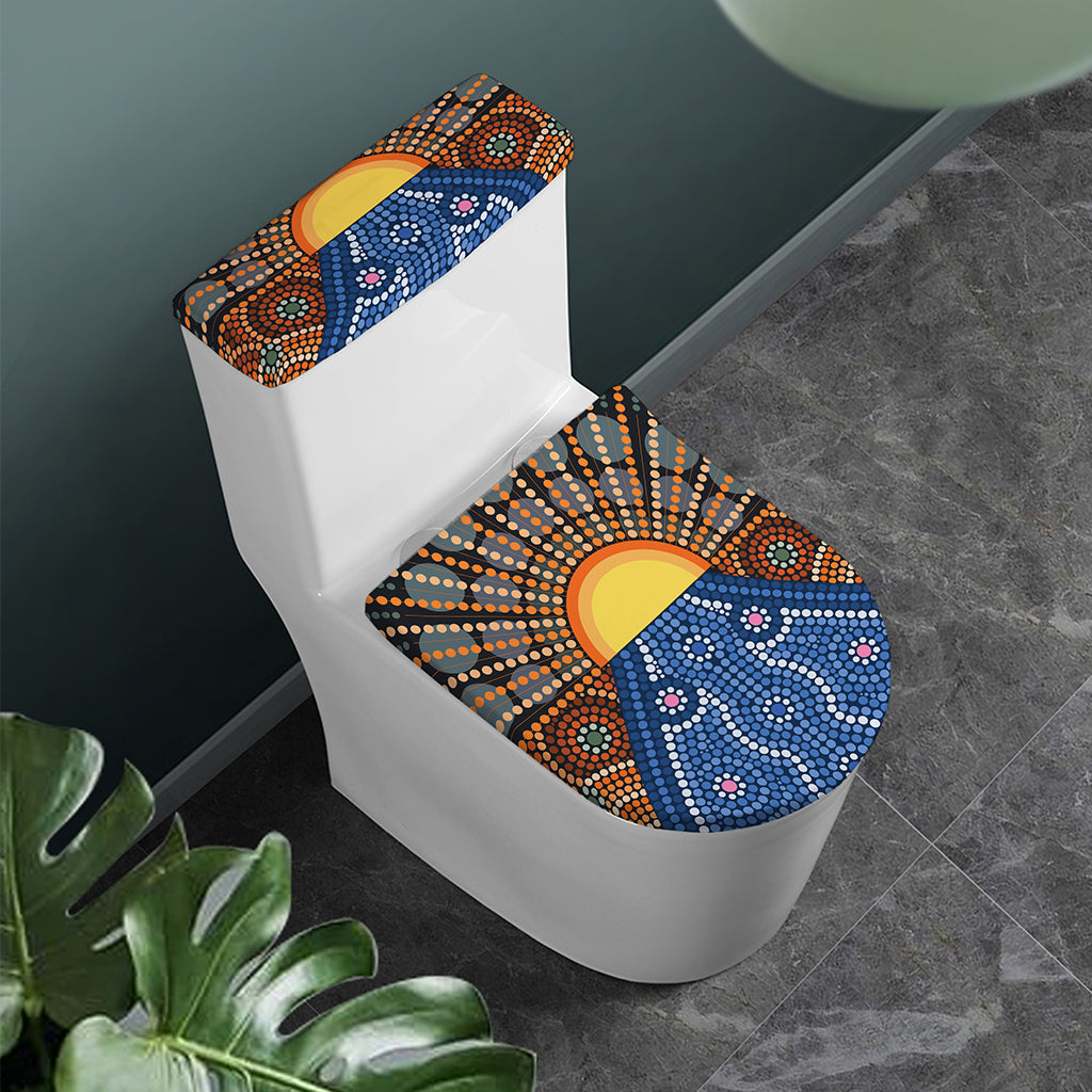 Aboriginal Indigenous Sunset Art Print Toilet Lid And Tank Cover Set