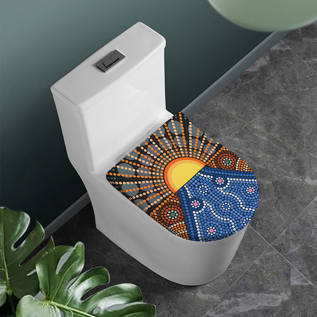 Aboriginal Indigenous Sunset Art Print Toilet Lid Cover