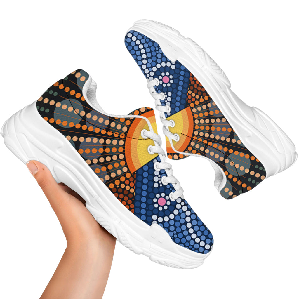 Aboriginal Indigenous Sunset Art Print White Chunky Shoes