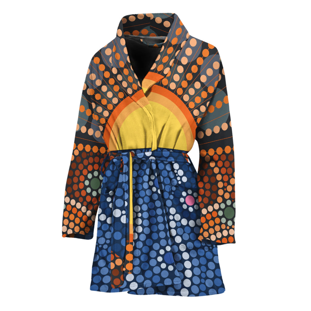 Aboriginal Indigenous Sunset Art Print Women's Bathrobe