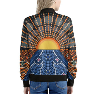 Aboriginal Indigenous Sunset Art Print Women's Bomber Jacket