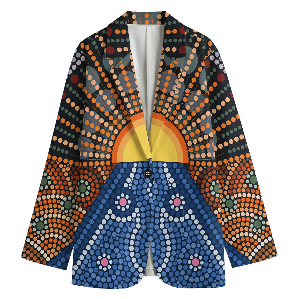 Aboriginal Indigenous Sunset Art Print Women's Cotton Blazer