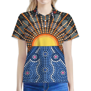 Aboriginal Indigenous Sunset Art Print Women's Polo Shirt