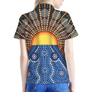 Aboriginal Indigenous Sunset Art Print Women's Polo Shirt