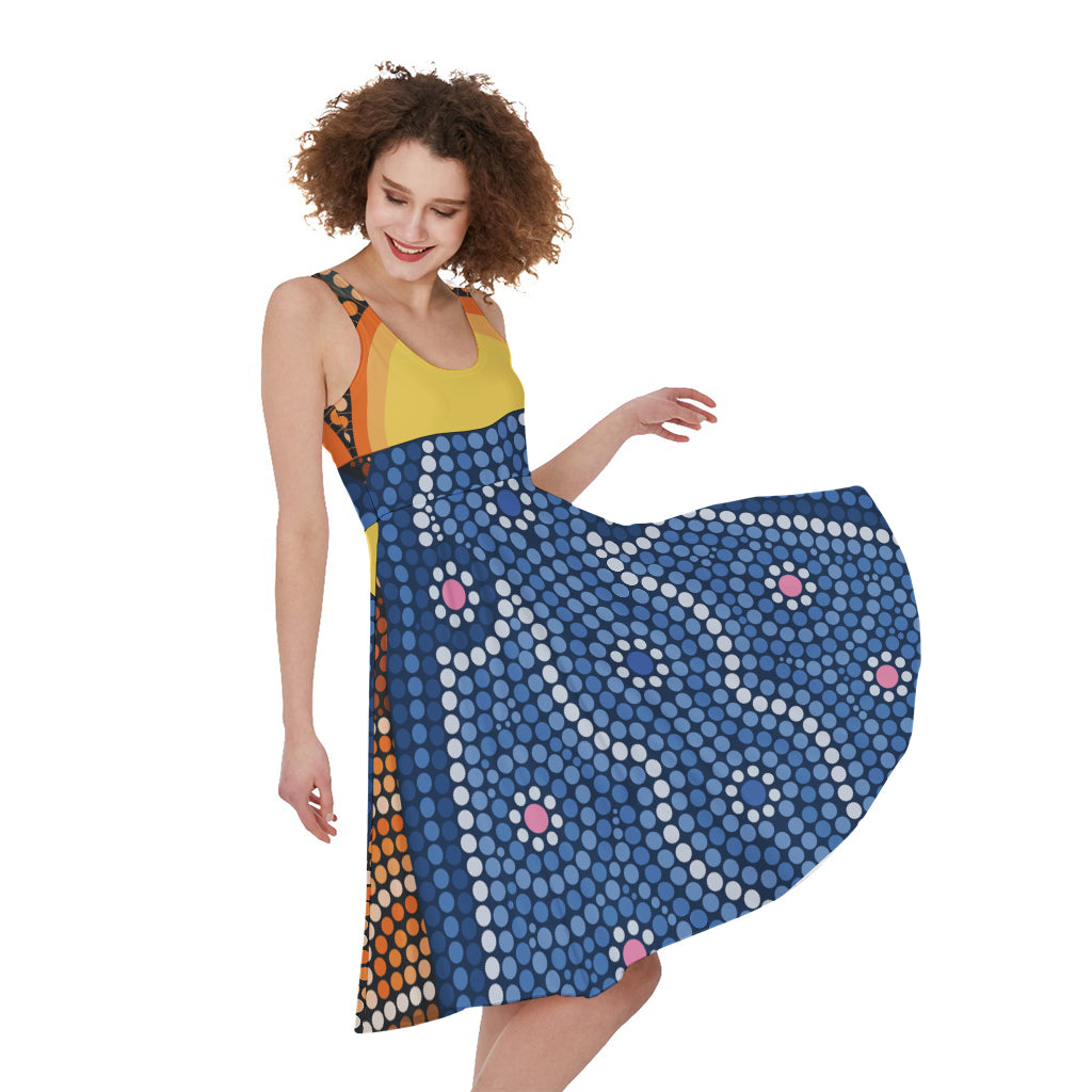 Aboriginal Indigenous Sunset Art Print Women's Sleeveless Dress