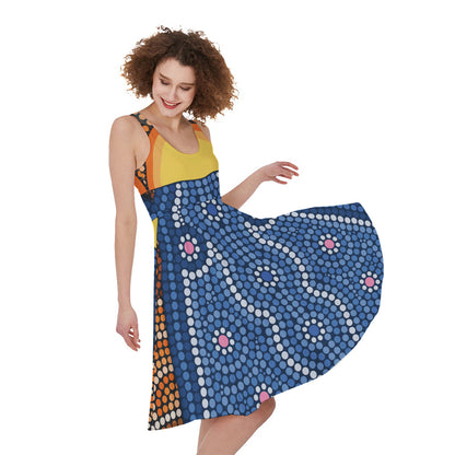 Aboriginal Indigenous Sunset Art Print Women's Sleeveless Dress