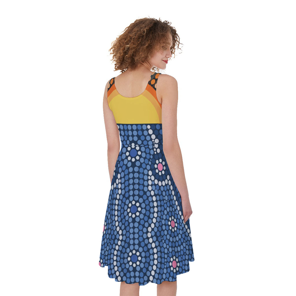 Aboriginal Indigenous Sunset Art Print Women's Sleeveless Dress