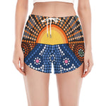 Aboriginal Indigenous Sunset Art Print Women's Split Running Shorts