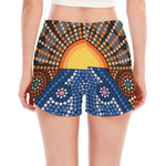 Aboriginal Indigenous Sunset Art Print Women's Split Running Shorts