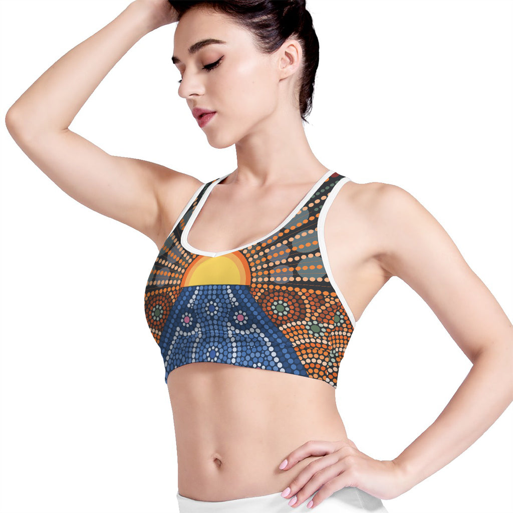 Aboriginal Indigenous Sunset Art Print Women's Sports Bra