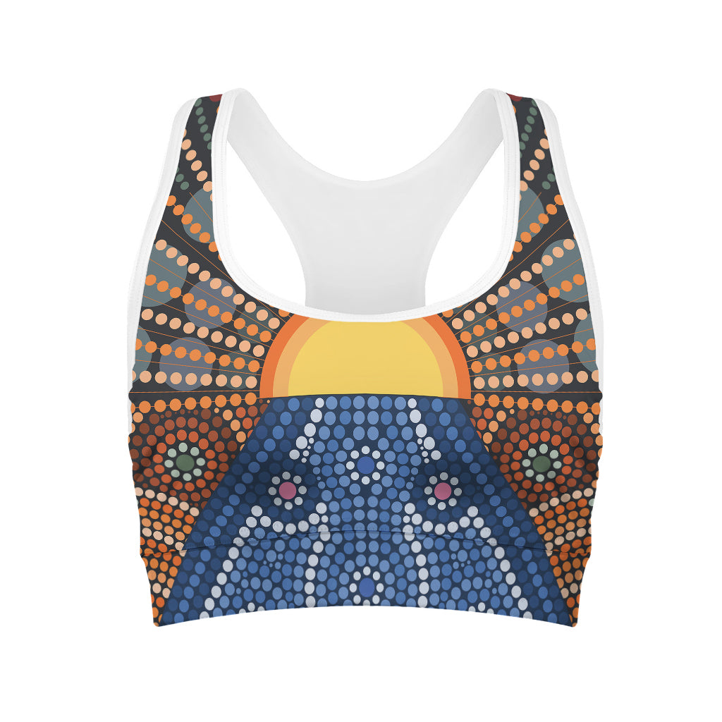 Aboriginal Indigenous Sunset Art Print Women's Sports Bra