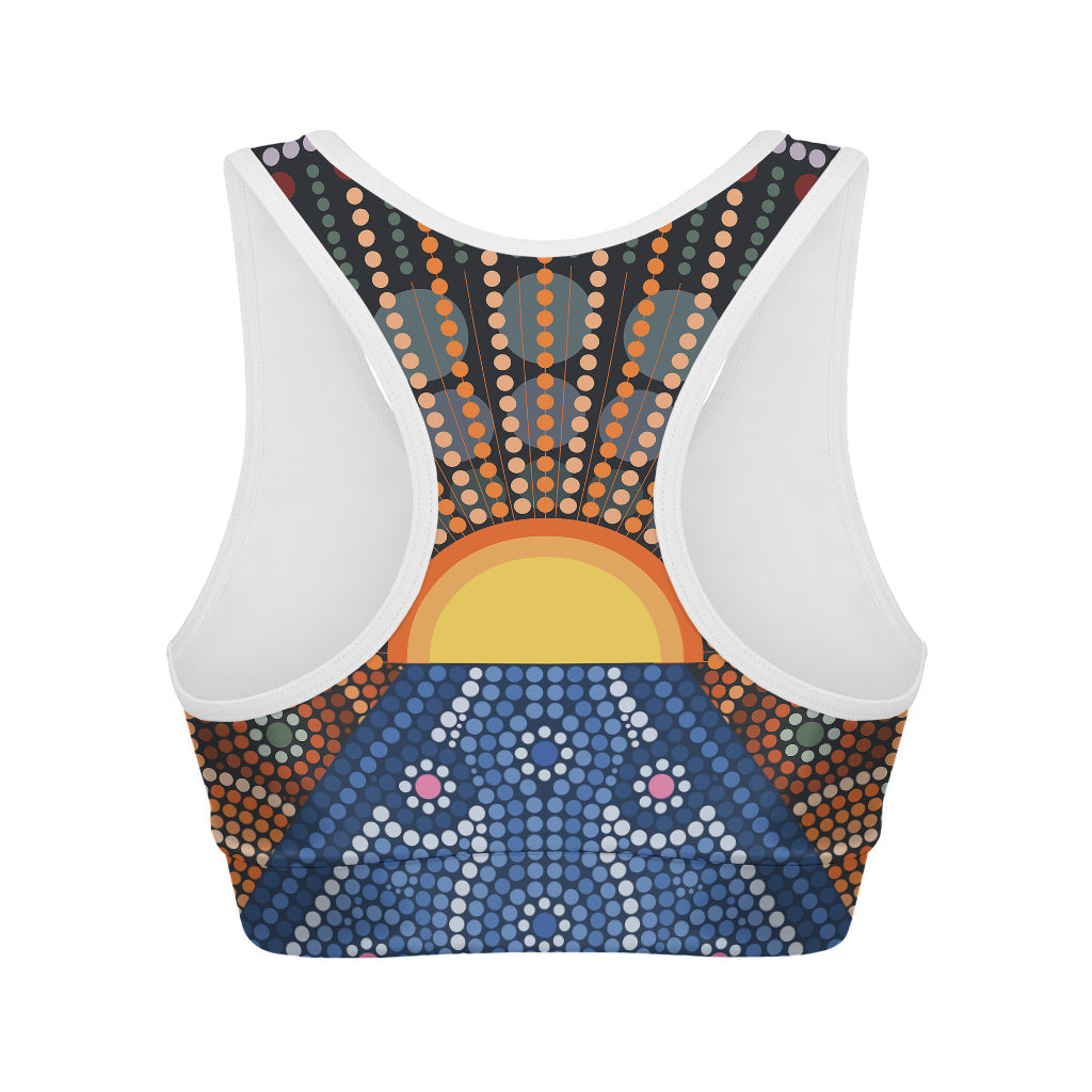 Aboriginal Indigenous Sunset Art Print Women's Sports Bra
