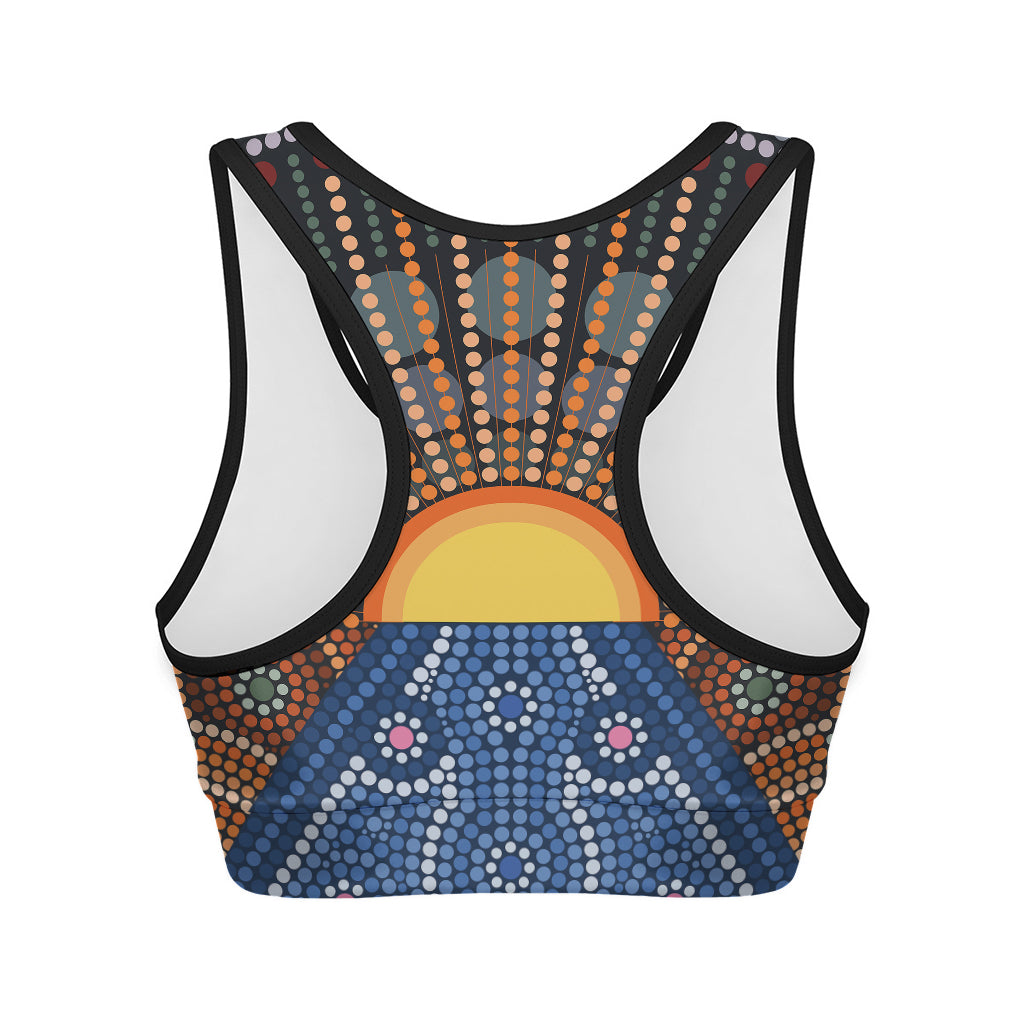 Aboriginal Indigenous Sunset Art Print Women's Sports Bra