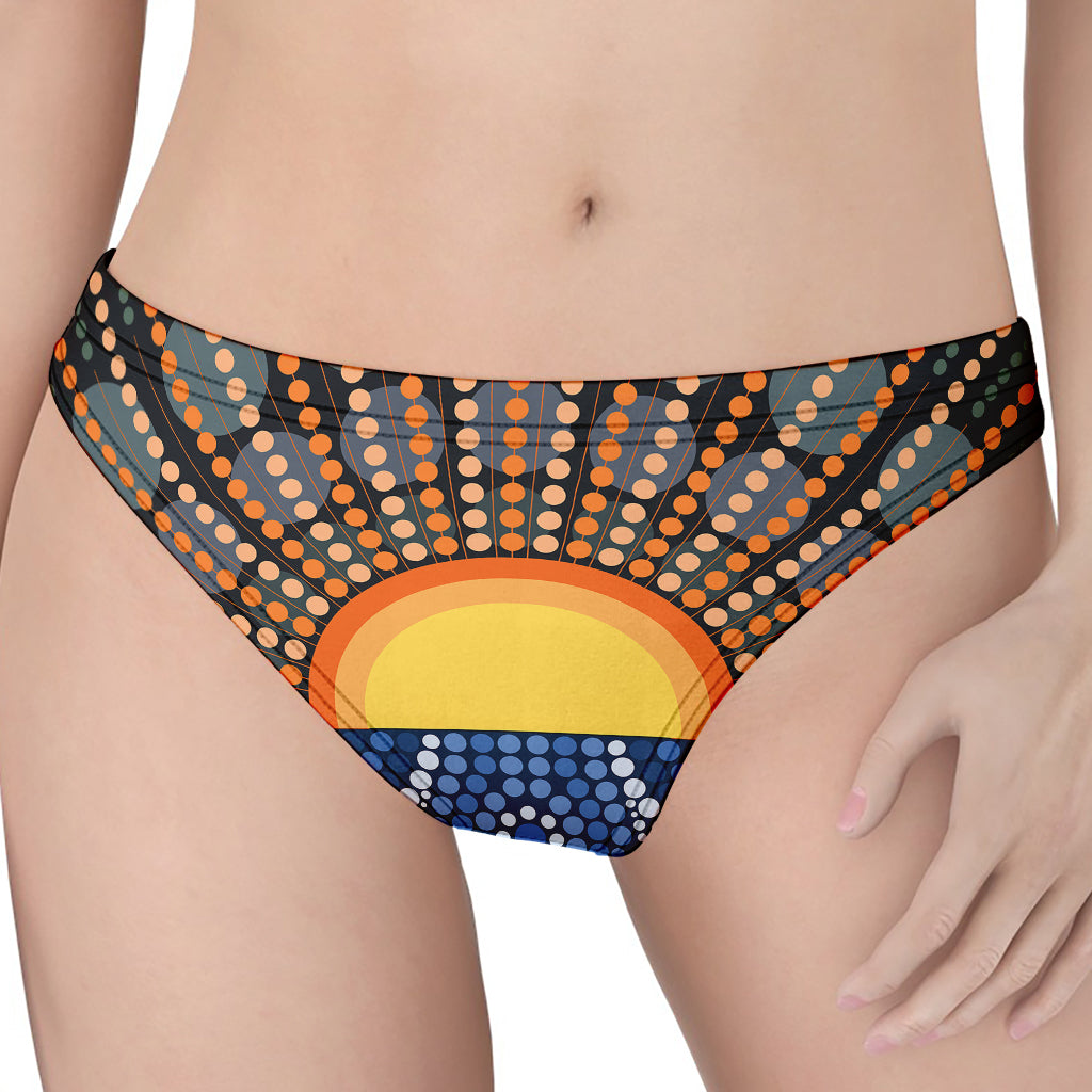 Aboriginal Indigenous Sunset Art Print Women's Thong