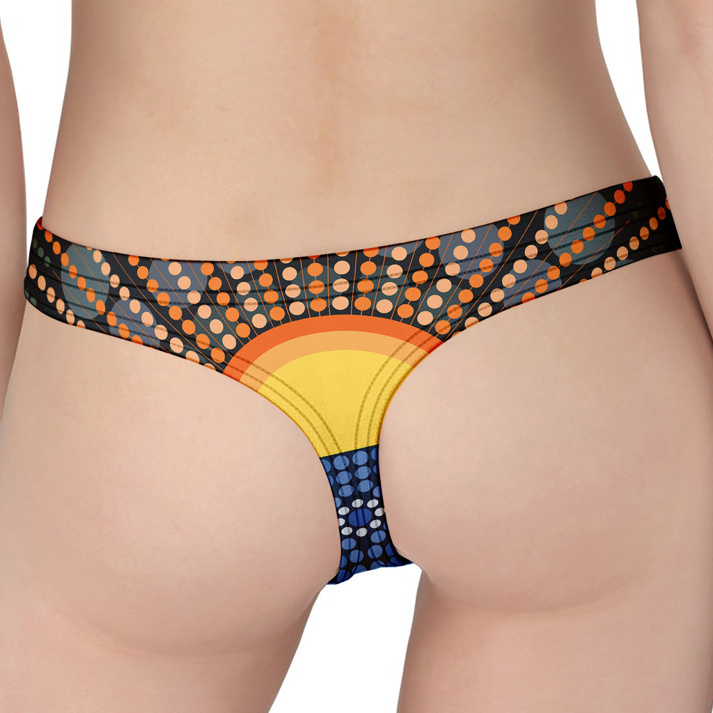 Aboriginal Indigenous Sunset Art Print Women's Thong