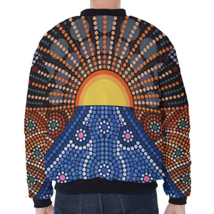 Aboriginal Indigenous Sunset Art Print Zip Sleeve Bomber Jacket