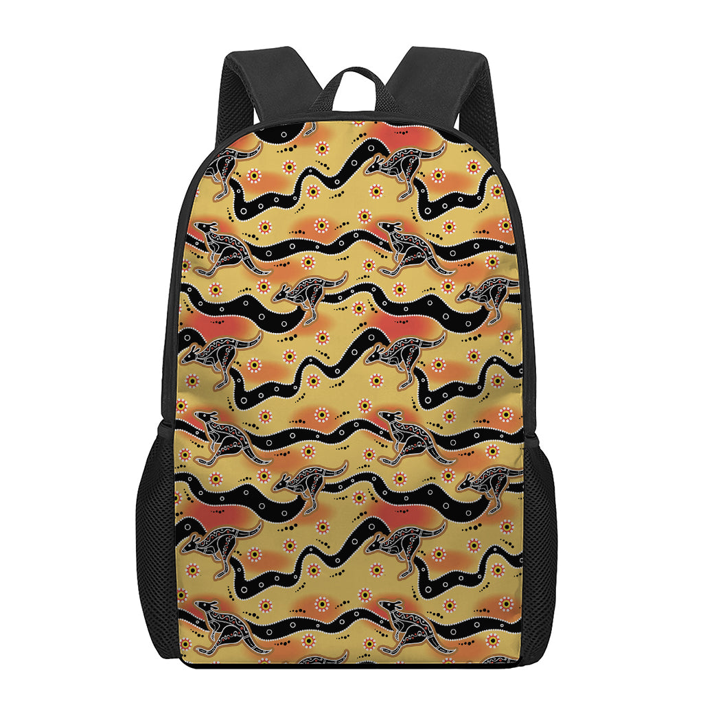 Aboriginal Kangaroo Pattern Print 17 Inch Backpack