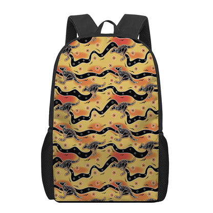 Aboriginal Kangaroo Pattern Print 17 Inch Backpack