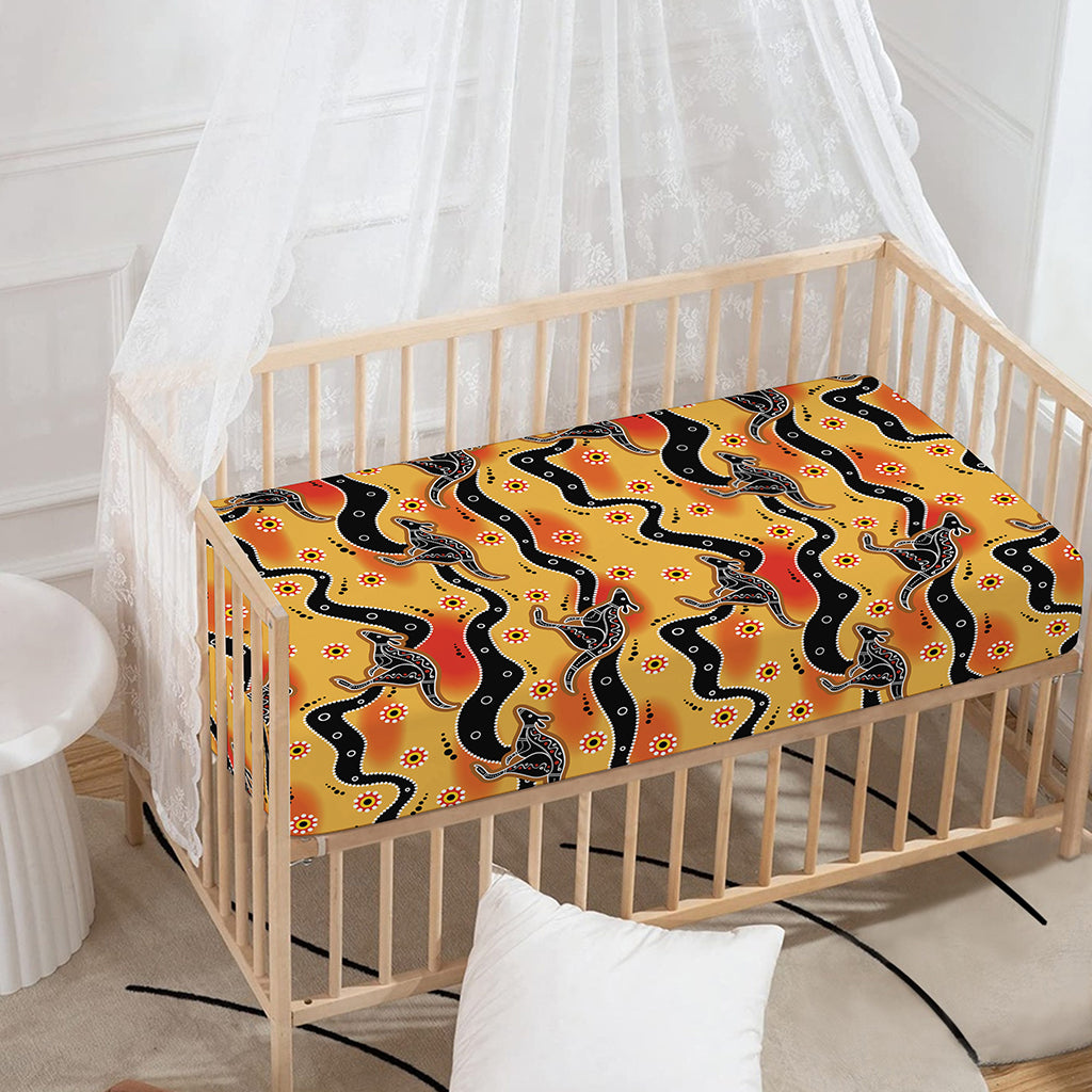 Aboriginal Kangaroo Pattern Print Baby Crib Sheet