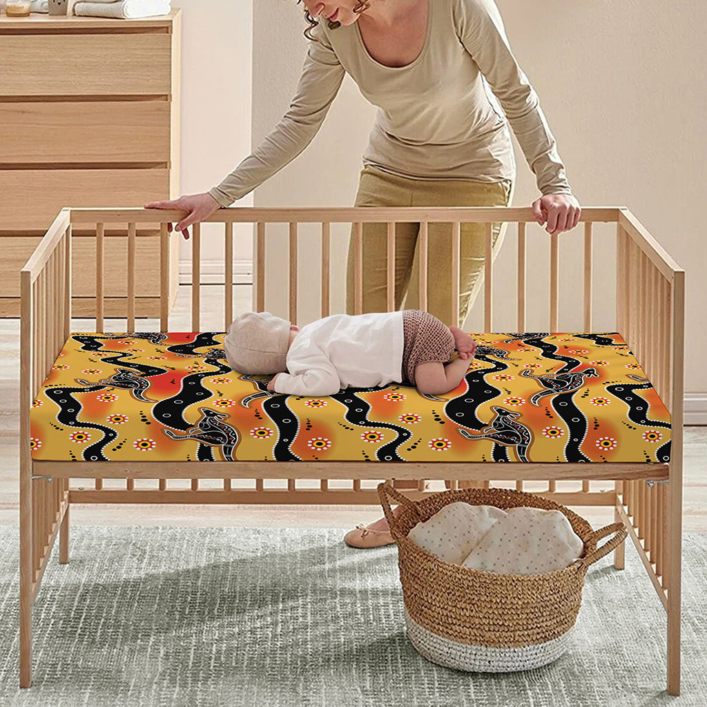 Aboriginal Kangaroo Pattern Print Baby Crib Sheet