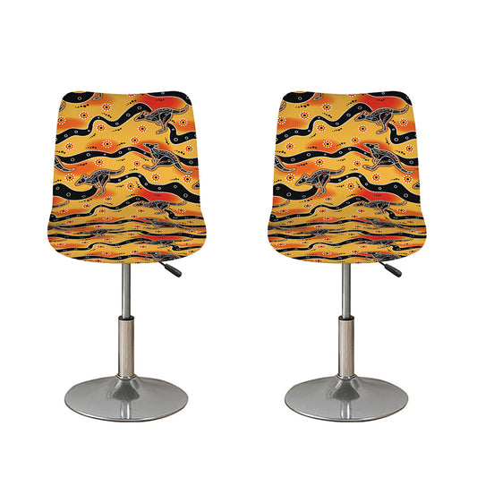 Aboriginal Kangaroo Pattern Print Bar Stool Covers