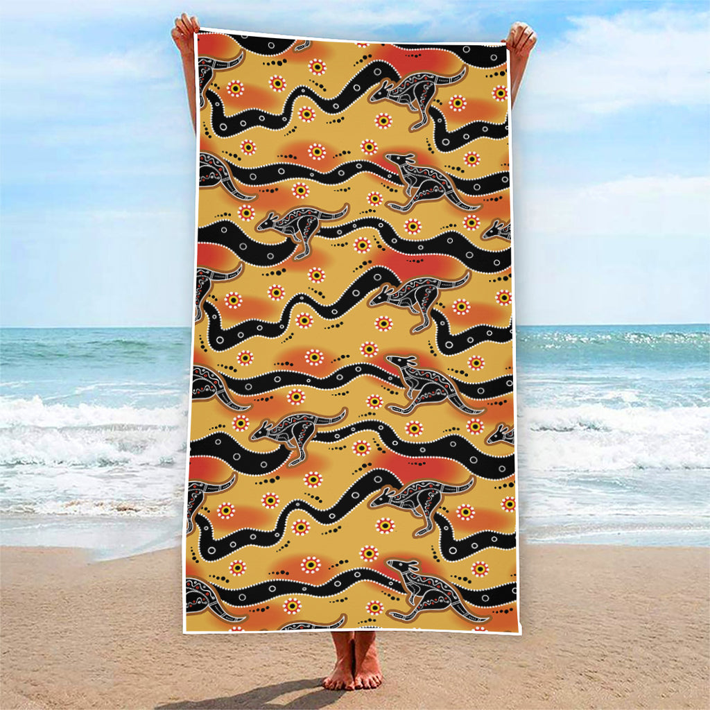 Aboriginal Kangaroo Pattern Print Beach Towel