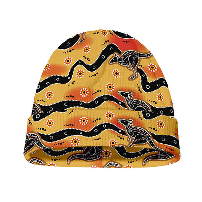 Aboriginal Kangaroo Pattern Print Beanie