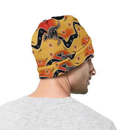 Aboriginal Kangaroo Pattern Print Beanie