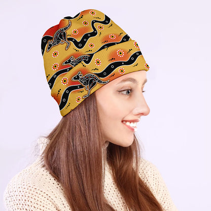Aboriginal Kangaroo Pattern Print Beanie