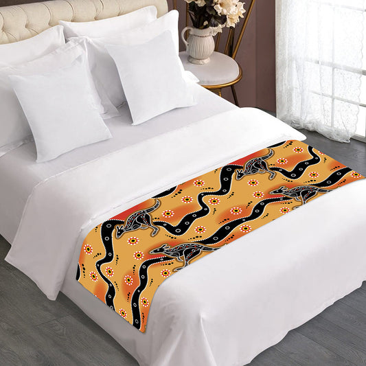 Aboriginal Kangaroo Pattern Print Bed Runner