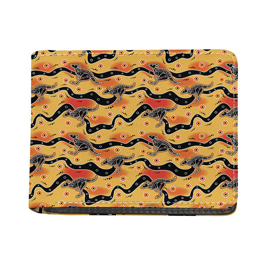 Aboriginal Kangaroo Pattern Print Bifold Wallet