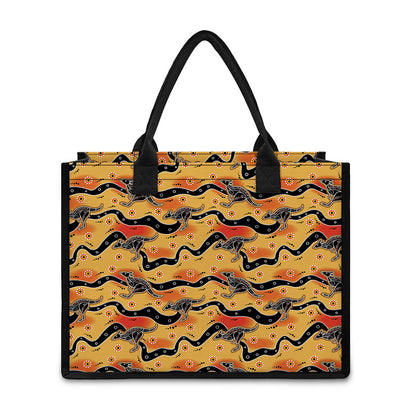 Aboriginal Kangaroo Pattern Print Canvas Tote Bag