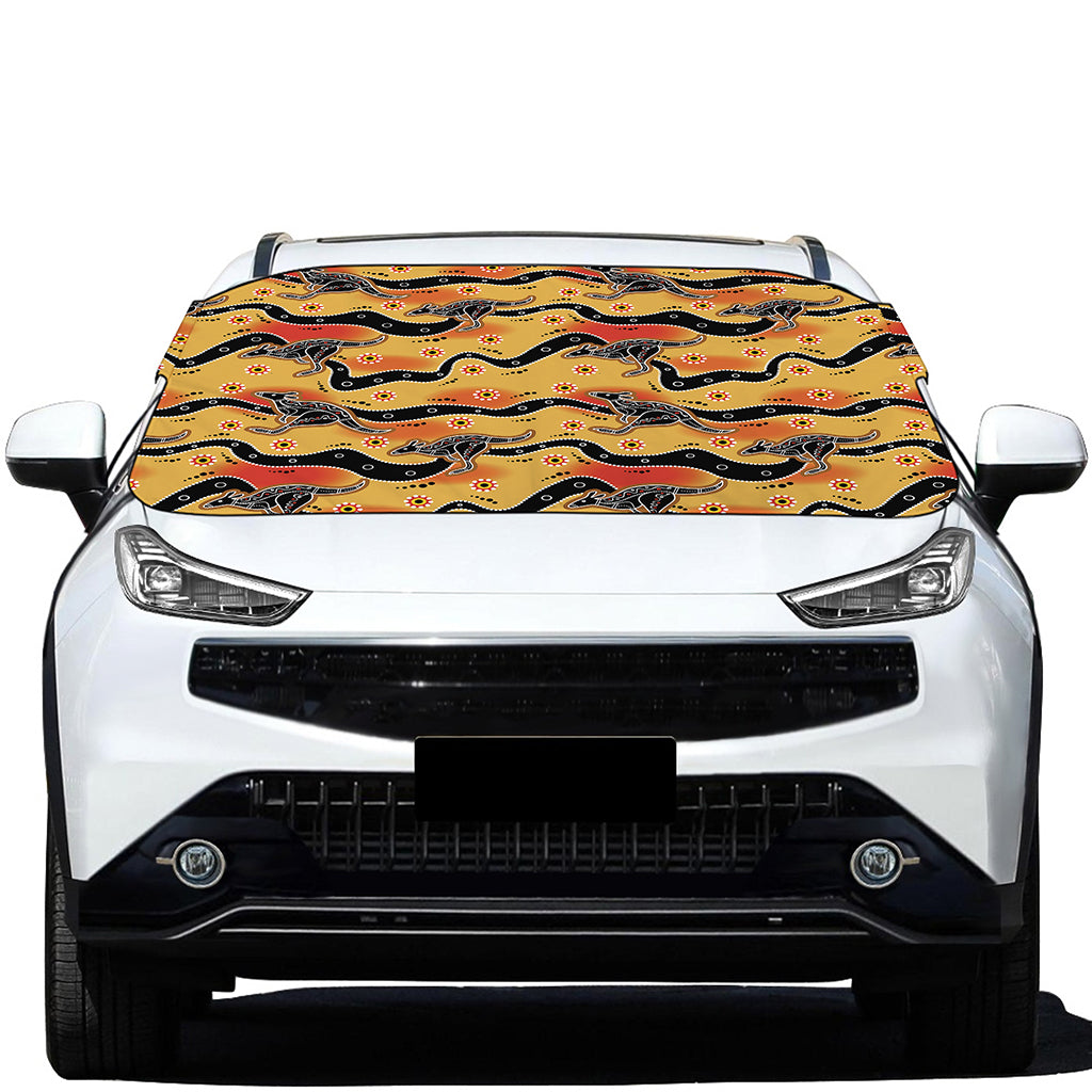 Aboriginal Kangaroo Pattern Print Car Windshield Snow Cover