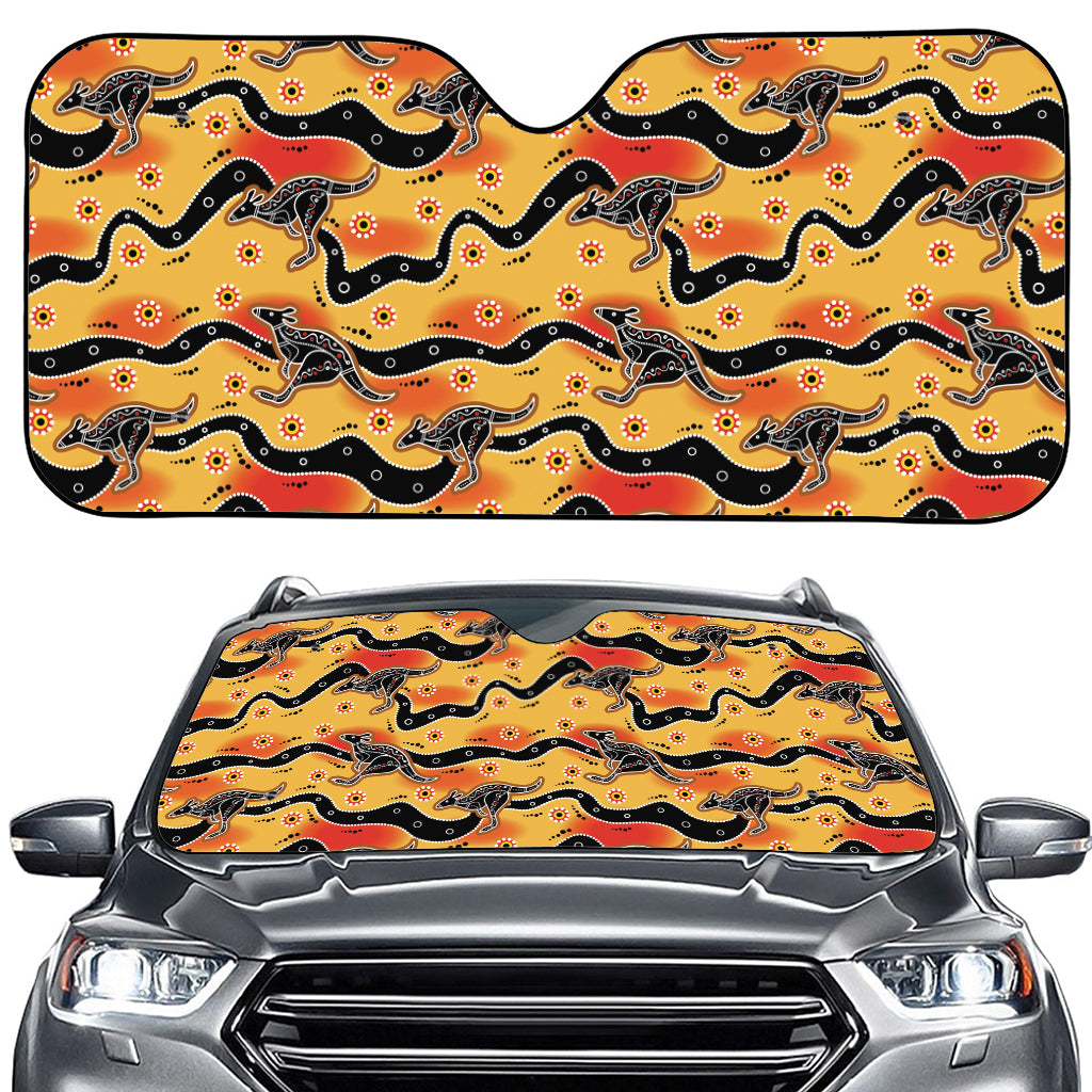 Aboriginal Kangaroo Pattern Print Car Windshield Sun Shade