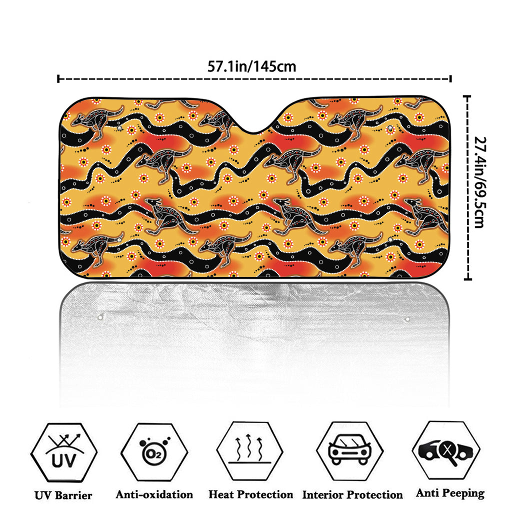 Aboriginal Kangaroo Pattern Print Car Windshield Sun Shade