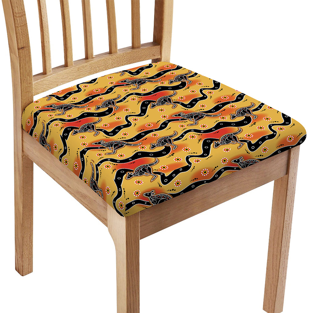 Aboriginal Kangaroo Pattern Print Chair Cushion Cover