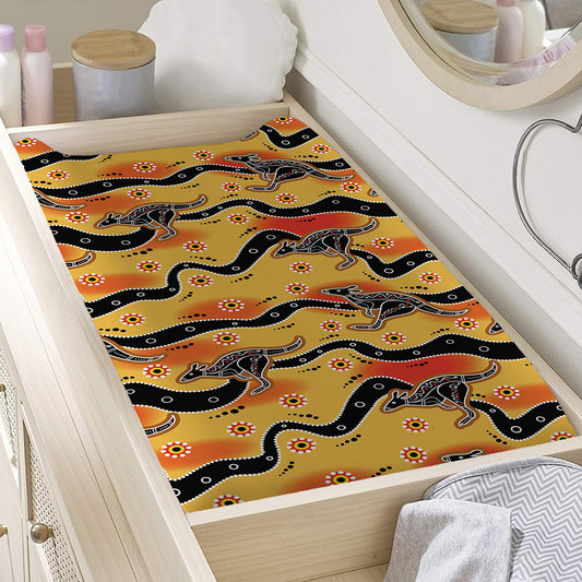 Aboriginal Kangaroo Pattern Print Changing Pad Cover