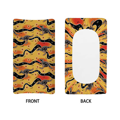 Aboriginal Kangaroo Pattern Print Changing Pad Cover