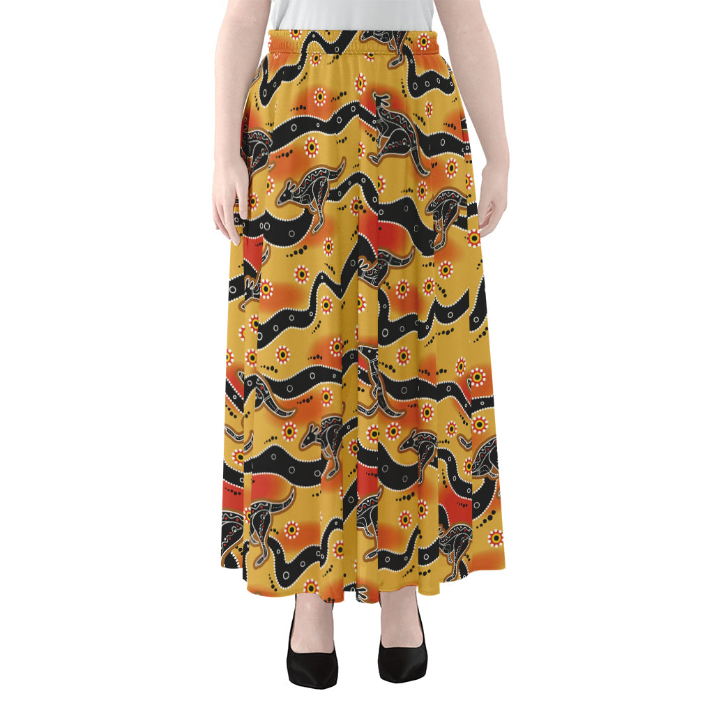 Aboriginal Kangaroo Pattern Print Chiffon Maxi Skirt