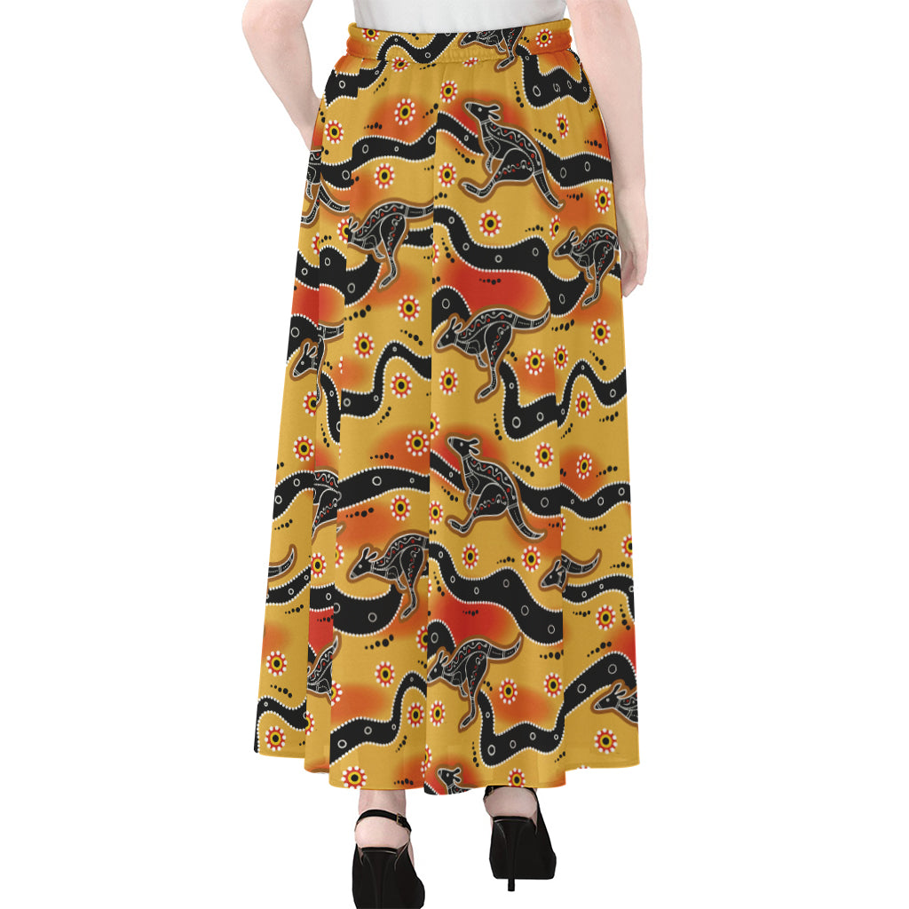 Aboriginal Kangaroo Pattern Print Chiffon Maxi Skirt