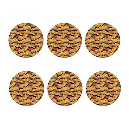 Aboriginal Kangaroo Pattern Print Coaster Set