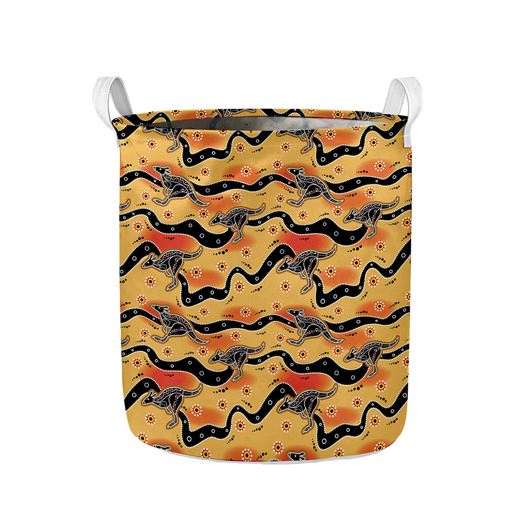 Aboriginal Kangaroo Pattern Print Collapsible Laundry Basket