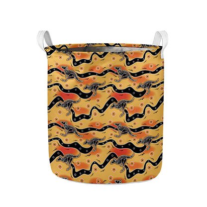 Aboriginal Kangaroo Pattern Print Collapsible Laundry Basket
