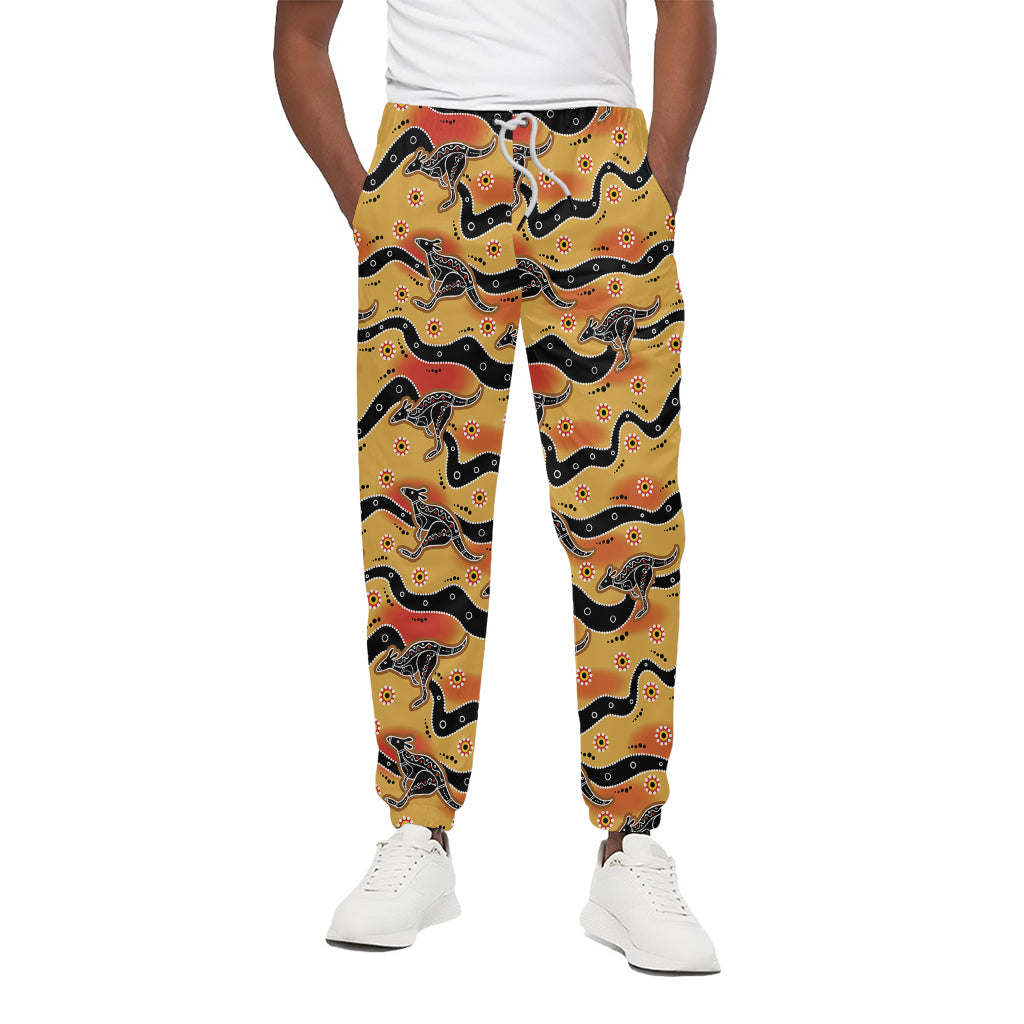 Aboriginal Kangaroo Pattern Print Cotton Pants